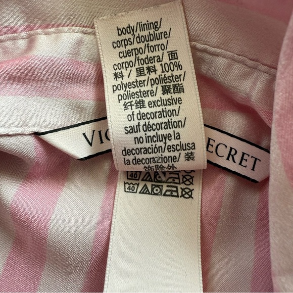 Victoria’s Secret Pink Satin Striped Pajama Top Women’s Size Medium - Picture 8 of 14